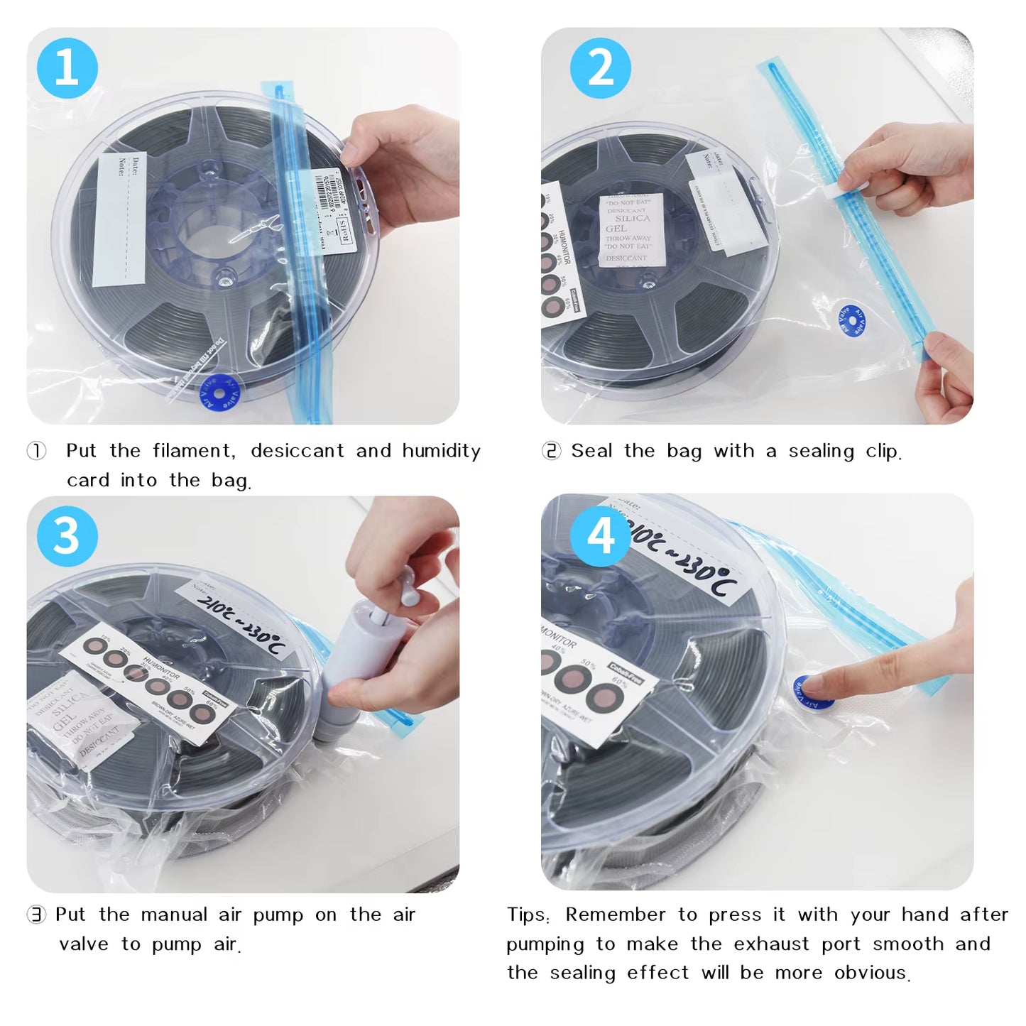 Filament Vacuum Storage Bags Keep Material Dry PLA ABS TPU PETG 1Kg 3D Printer Part Avoid Moisture Consumable Safekeeping