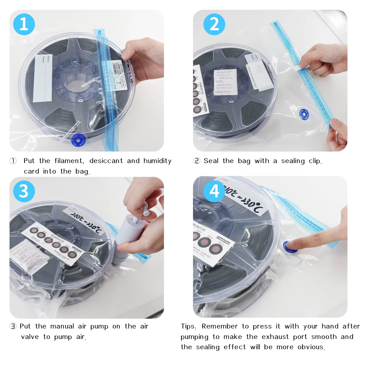 Filament Vacuum Storage Bags Keep Material Dry PLA ABS TPU PETG 1Kg 3D Printer Part Avoid Moisture Consumable Safekeeping