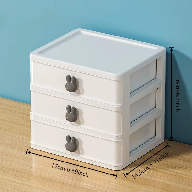 Clear Stacking Drawer Organizer - Multi-Tier PP Storage Box for Office/Beauty Products, Modular Desktop System (2-5 Layers)