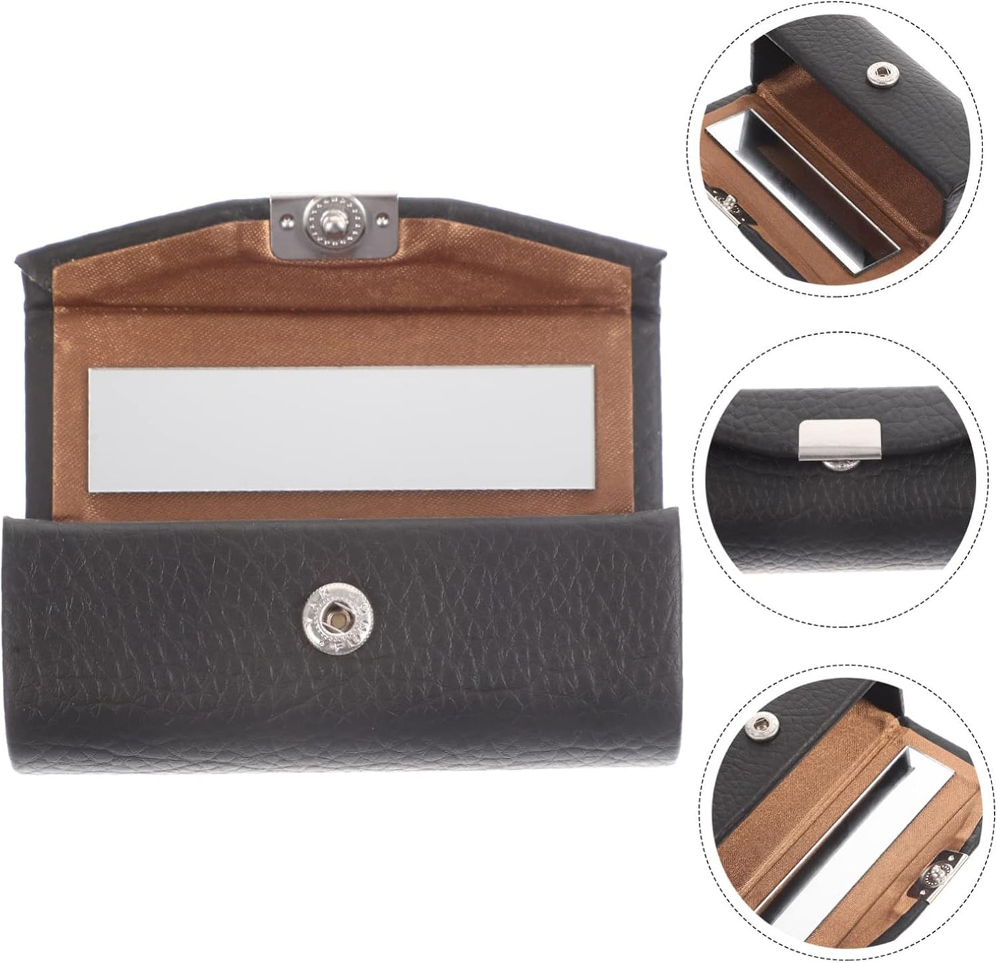 Delicate Lipstick Holder with Mirror Small Leather Lipstick Case for Women for Purse Durable Design with Snap Button for Travel and Daily Use