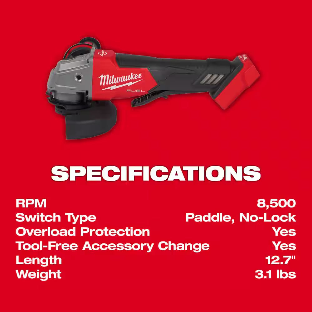M18 FUEL 18V Lithium-Ion Brushless Cordless 4-1/2 In./5 In. Grinder and Starter Kit W/(1) 5.0 Ah Battery and Charger