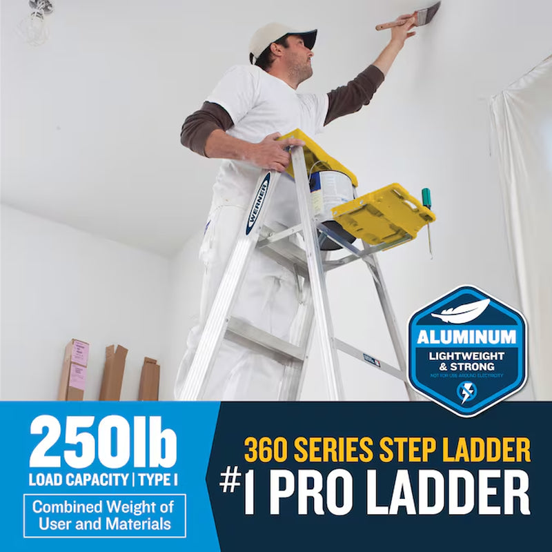 300 4-Ft ( 8-Ft Reach Height ) Aluminum Type 1 - 250 Lbs. Load Capacity Step Ladder