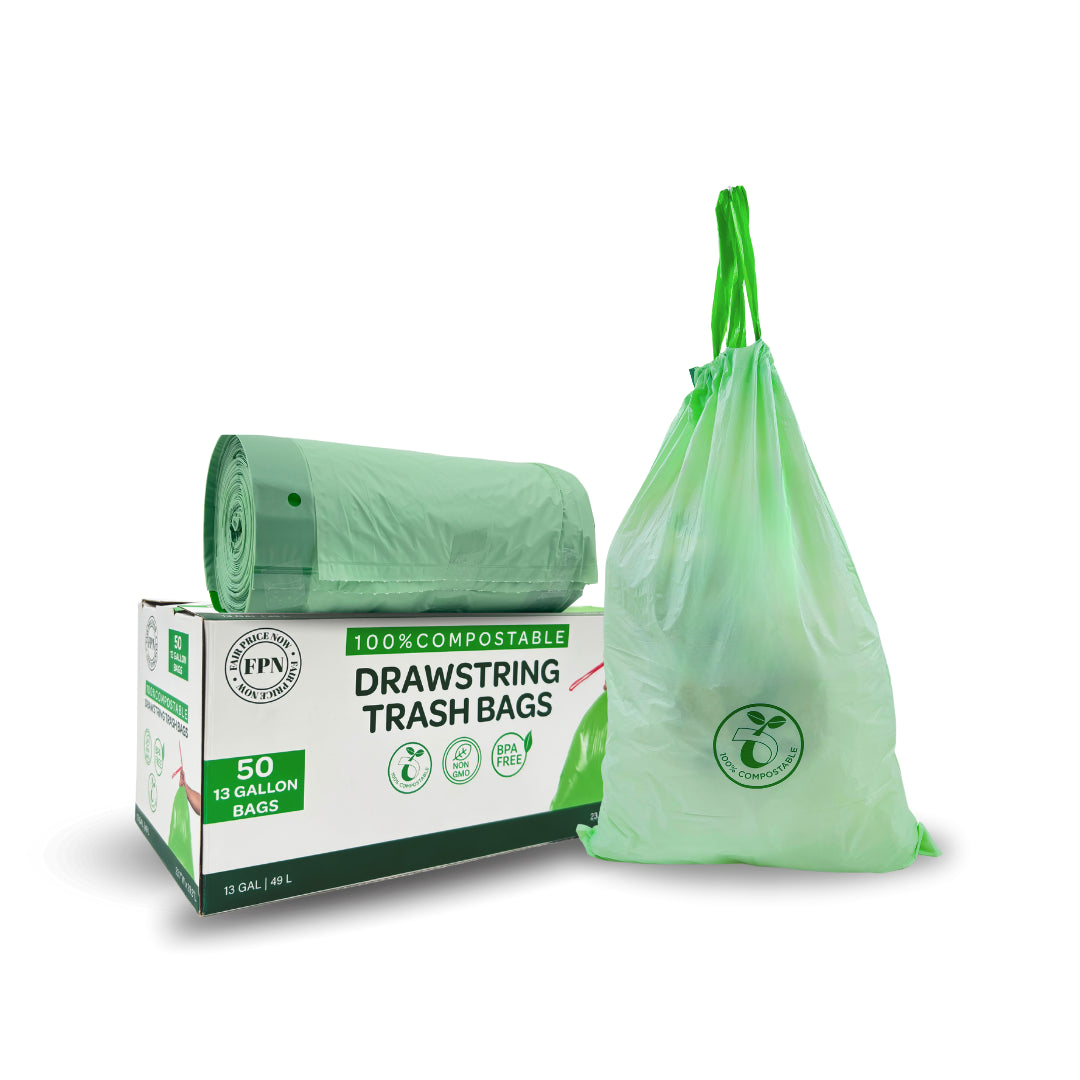 FPN Trash Bags 13 Gallon with Drawstring Durable & BPA Free Garbage Bags 50/Pack