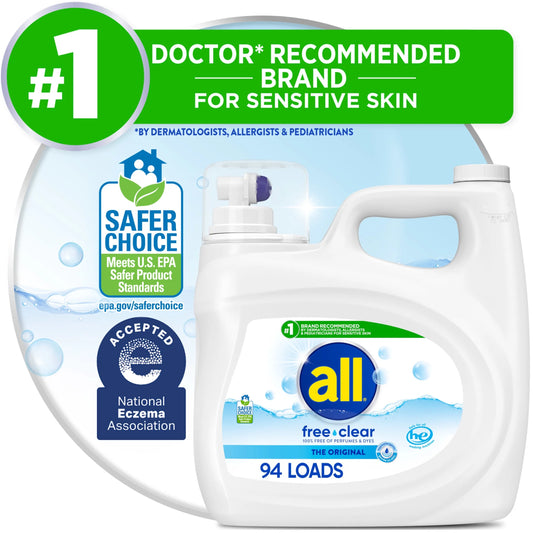 Free Clear Liquid Laundry Detergent, 118 Oz, 94 Loads
