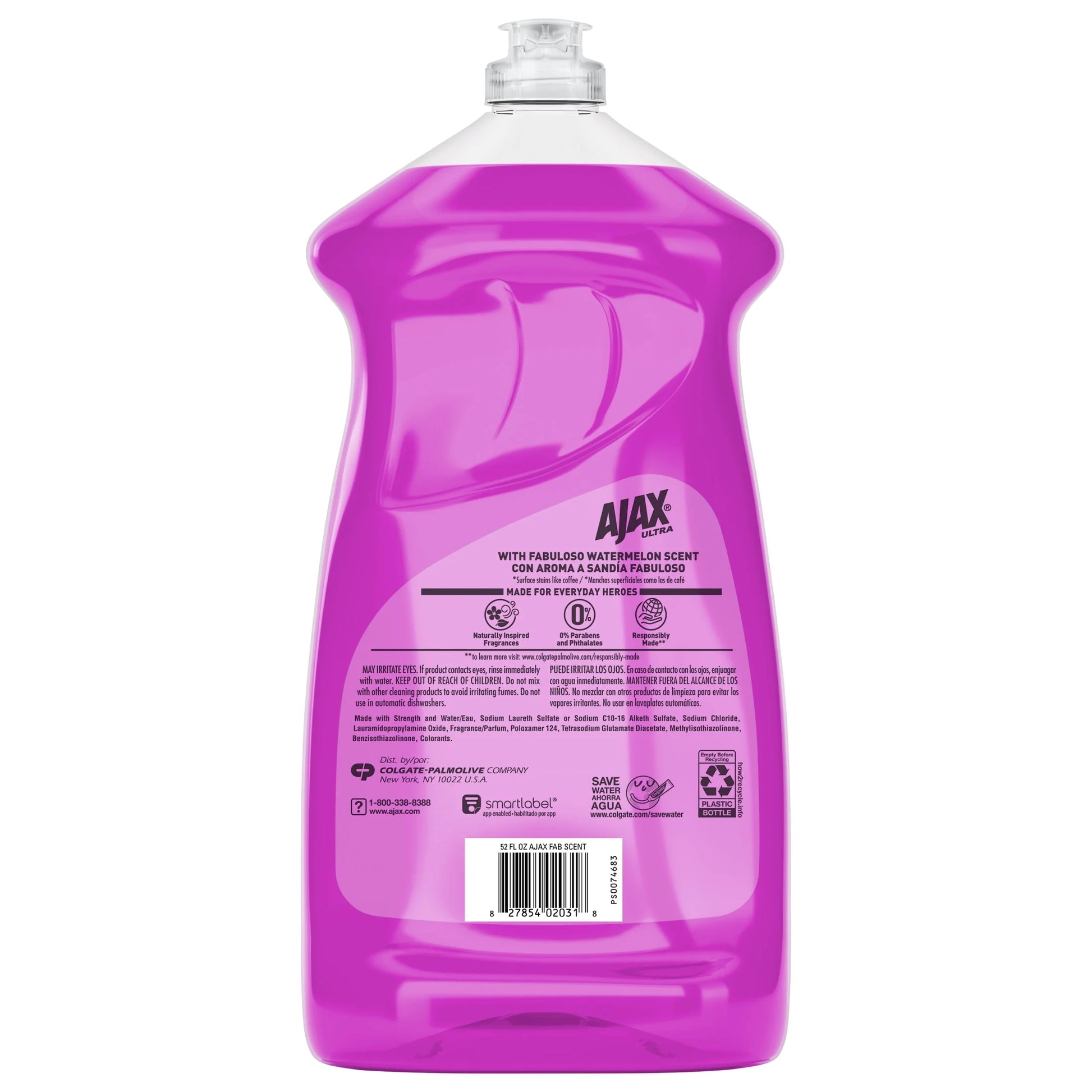 Ultra Liquid Dish Soap with Fabuloso Watermelon Scent, Easy-Flip Cap, 52 Fl Oz Bottle