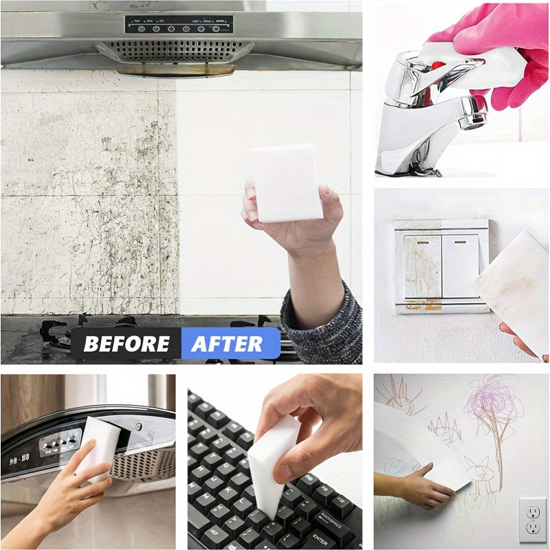 100pcs Magic Eraser Sponges - Ultra Absorbent Melamine Foam for Cleaning Kitchen, Bathroom, Sink, Oven, Stove, Plate, Shower, Tile, Wall, and Car - Effective Household Cleaning Supplies and Tool
