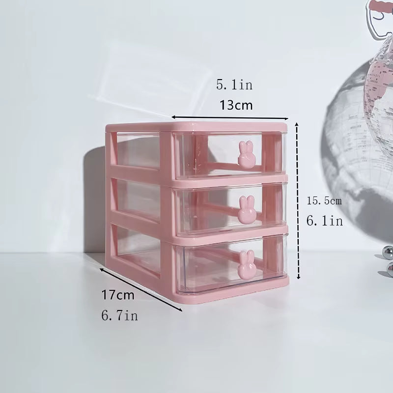 Clear Stacking Drawer Organizer - Multi-Tier PP Storage Box for Office/Beauty Products, Modular Desktop System (2-5 Layers)