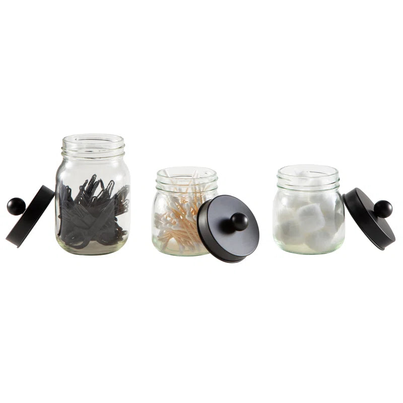 Mason Jar 5-Piece Bathroom Set with Toothbrush Holder, Soap Dispenser, Canister, & 2 Small Jars
