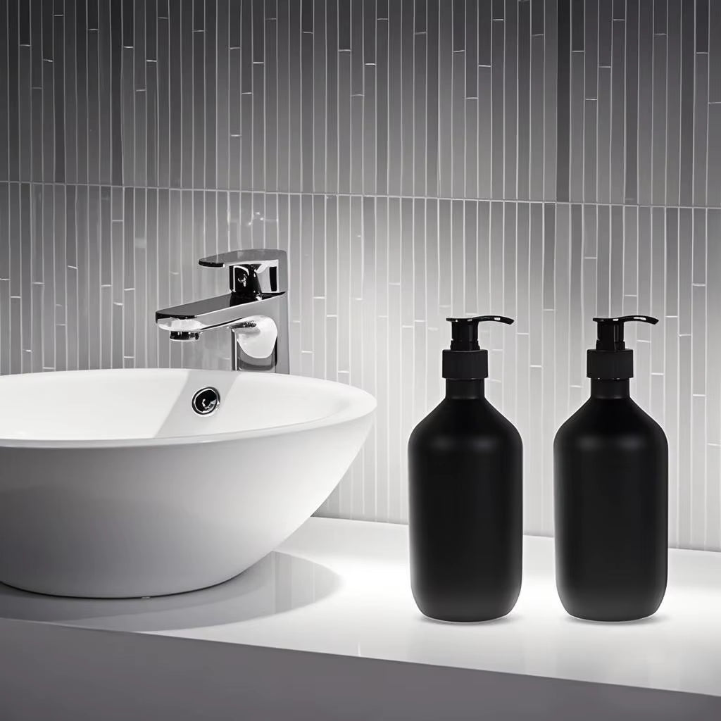 300/500ML Matte Black Liquid Soap Dispenser Refillable Shampoo Conditioner Body Lotion Container for Bathroom Supplies Hotel