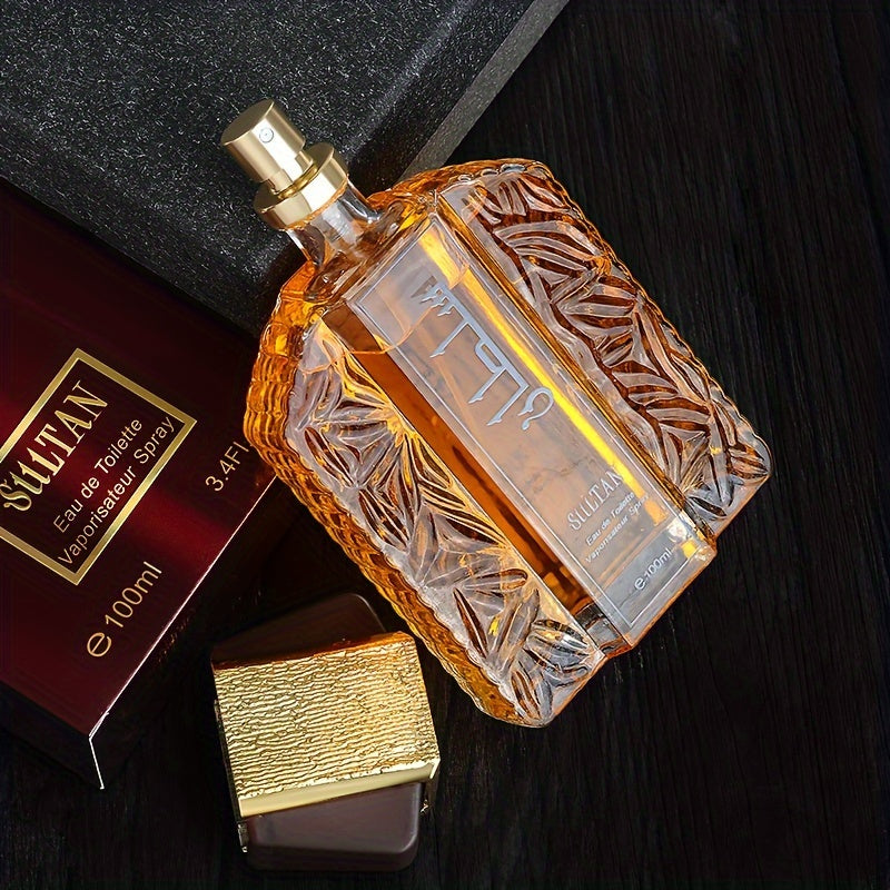 Sultan Eau de Toilette for Men, 3.38oz - Alcohol-Based, Floral Scent with Woody Notes, Formaldehyde-Free Liquid Formula, 5-15% Fragrance Concentration