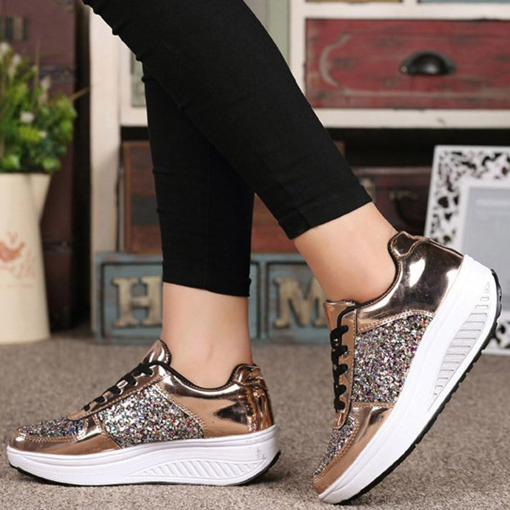 Farjing Sneakers for Women Wedges Sneakers Sequins Shake Shoes Fashion Girls Sport Shoes