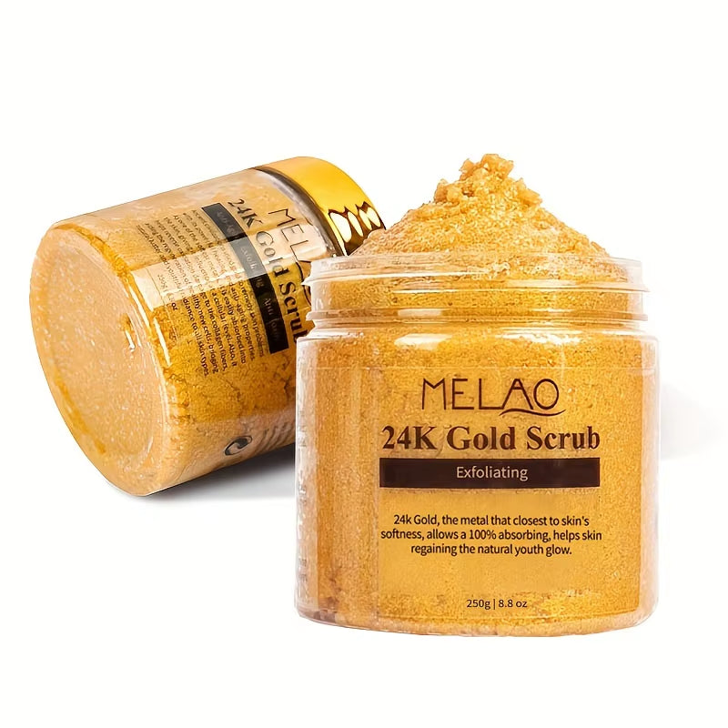24K Gold Scrub, Exfoliate Face & Body Salt Scrub,Pore Cleanser, Shower Scrub for Men & Women