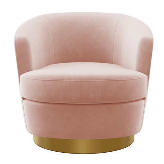 Casual Pink Velvet Swivel Accent Chair