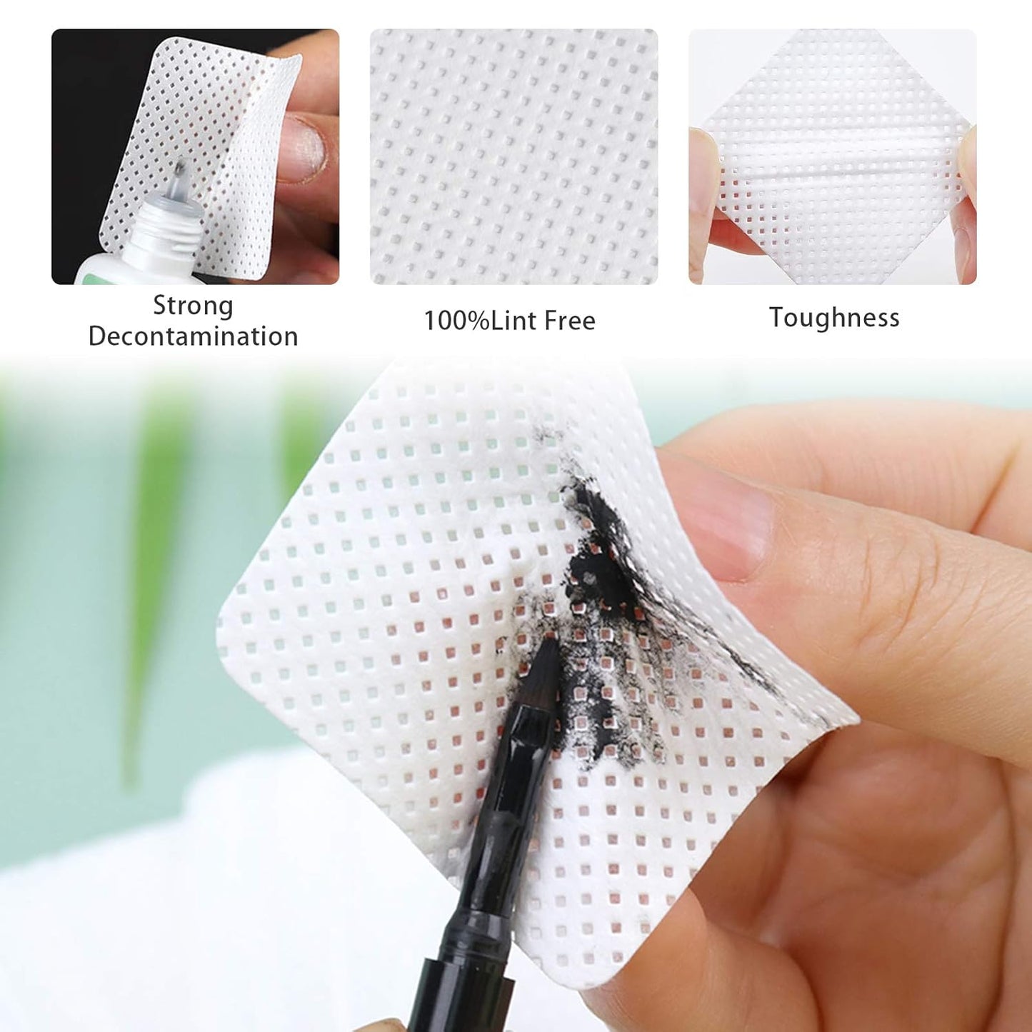 1200PCS Lint Free Nail Wipes Eyelash Glue Wipes, Adhesive Wipes for Lash Glue Nail Polish Remover Cotton Pads, Glue Nozzle Wipes Non-Woven Fabric Wipes Eyelash Extension Supplies