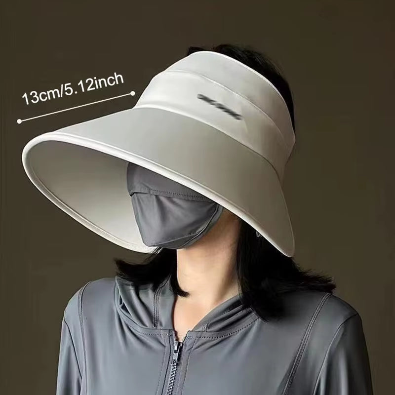 Women Summer Sun Hat Large Brim Empty Top Ponytail Cap for Outdoor Travel Beach Sunscreen Visors UV Protection Fisherman Hats 모자