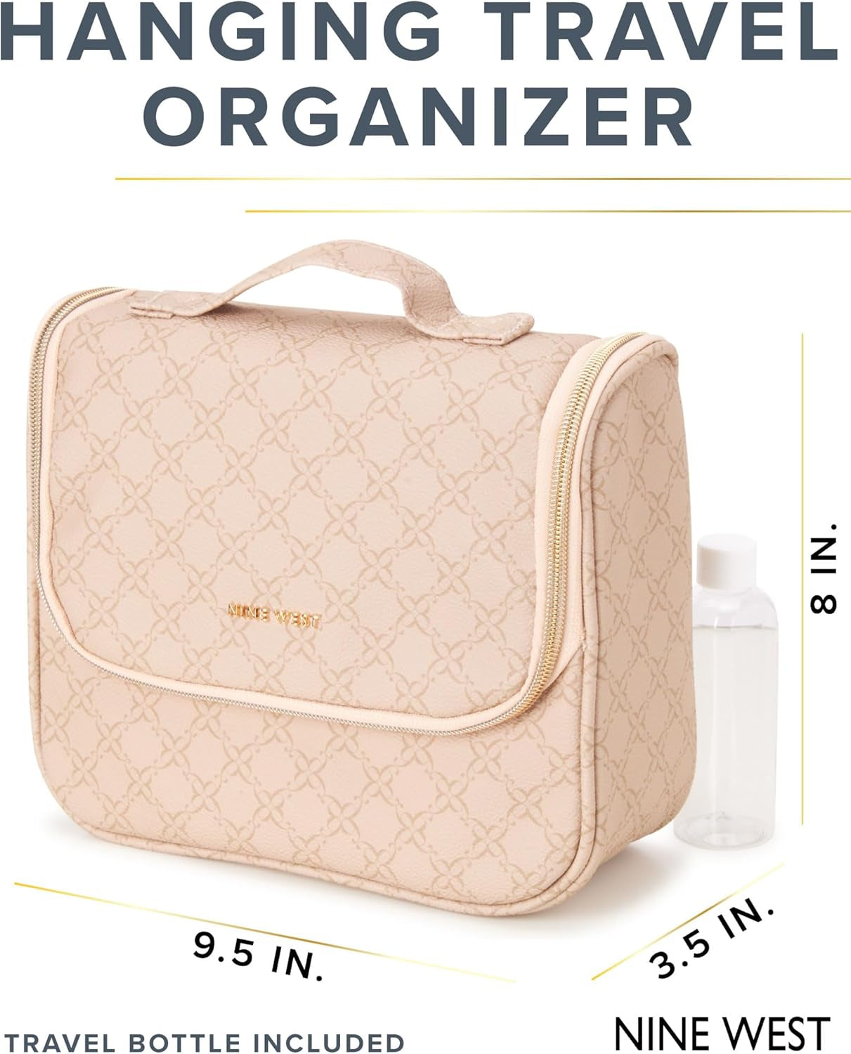 Women'S Toiletries Bag - Travel Makeup and Toiletries Hanging Organizer Set - Makeup Organizer Hanging Case Set, Beige