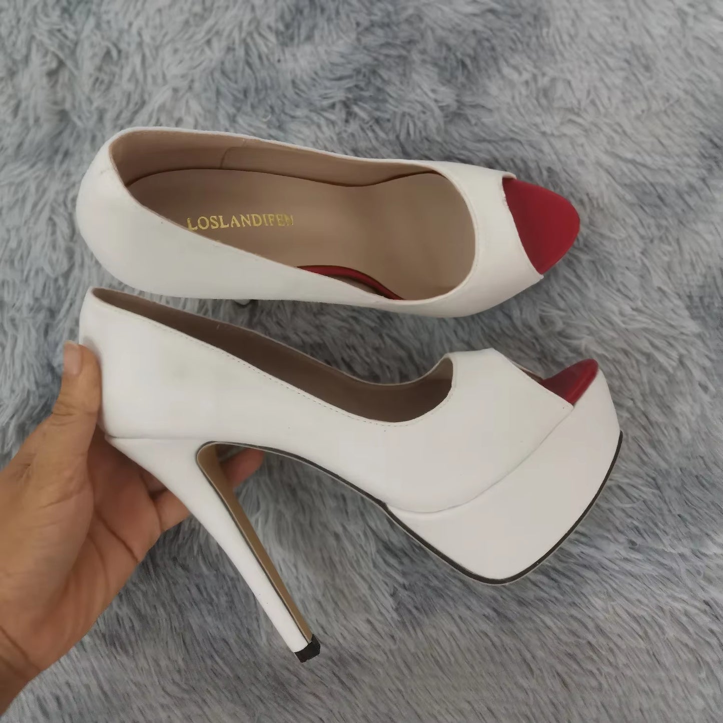 Women Stilettos Sexy High Heels Shoes Peep Toe Velvet Pumps Platform Lady Evening Party Red Wedding Black Office Shoes 817-16VE