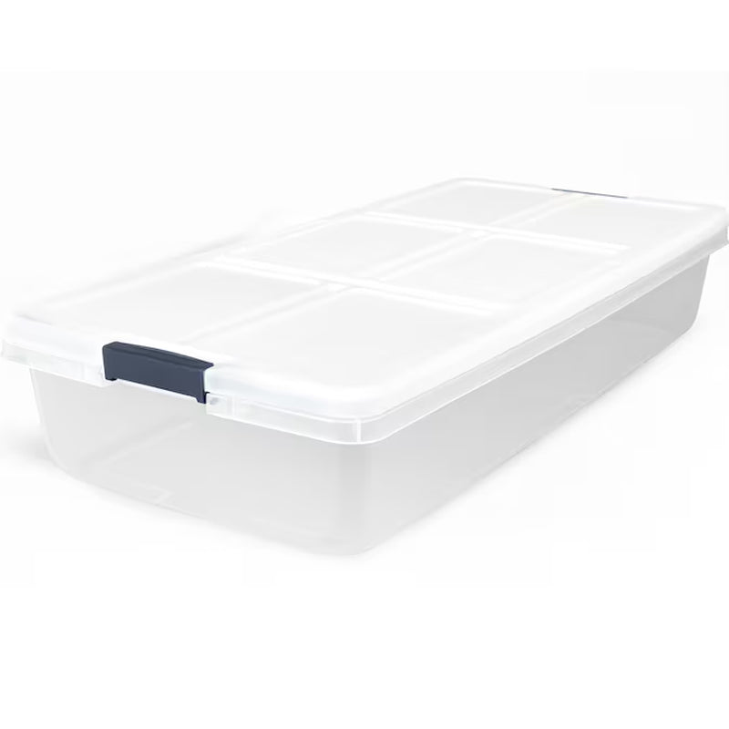 X-Large 25 -Gallons ( 100 -Quarts ) Clear/White Stackable Tote with Latching Lid