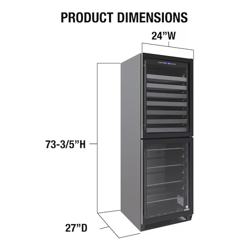 23.94-In W 98 -Bottles Black Dual Zone Cooling Built-In/Freestanding Indoor Wine Cooler