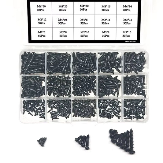 460Pcs M2 M3 M4 Phillips round Head Self Tapping Screw Set Stainless Steel Pan Head Wood Screws Assortment Kit