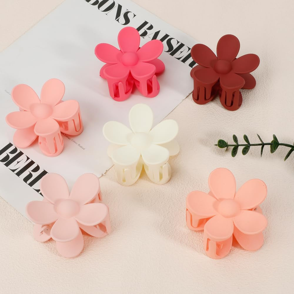 Flower Hair Clips - 6Pcs Large Claw Clips for Women with Thin or Thick Hair - Cute Accessories and Gifts for Girls