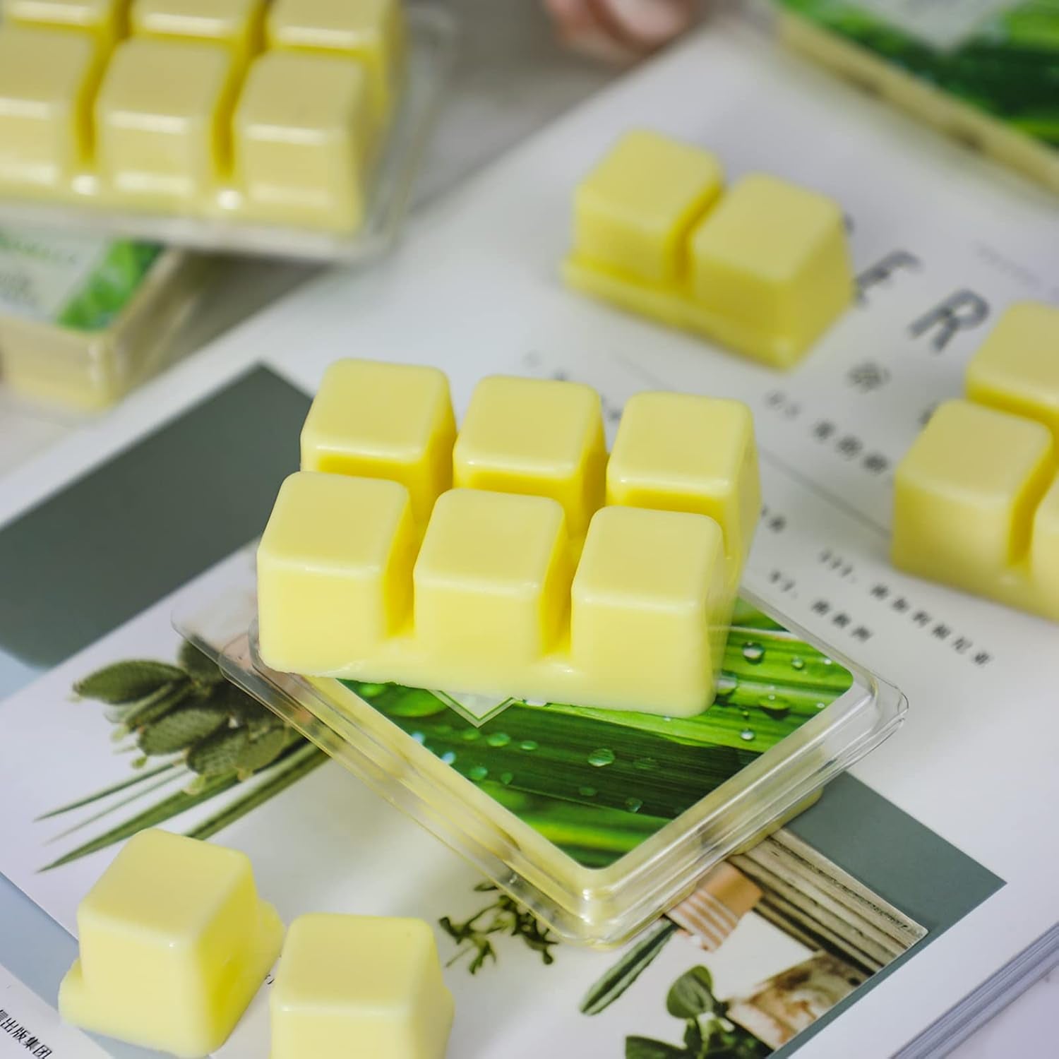 Citronella Wax Melts - Citronella Wax Melts Wax Cubes for Home Scented - Lemongrass Soy Wax Melts for Summer Outdoor/Indoor (8 Packs)