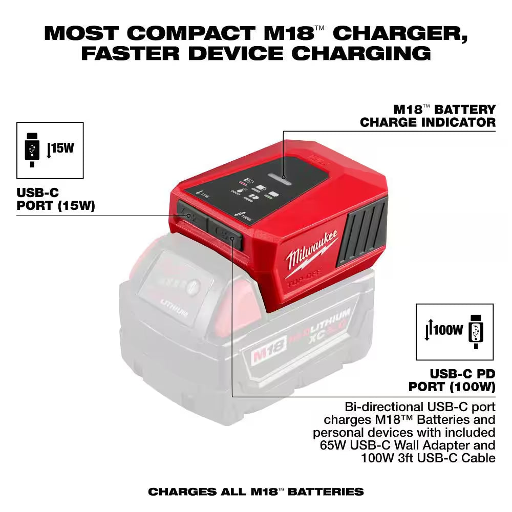 M18 18V Lithium-Ion TOP-OFF Charger & Power Supply (Tool-Only)