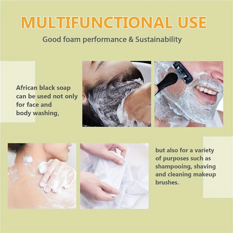 African Black Soap with Shea Butter, 100g - Moisturizing Cleanser for Clear Skin, Paraben-Free, Unscented, Ideal for Face & Body, All Skin Types, Hydrating & Nourishing Bar Soap, Skin Hydration|Natural Soap Bar|Moisturizing S
