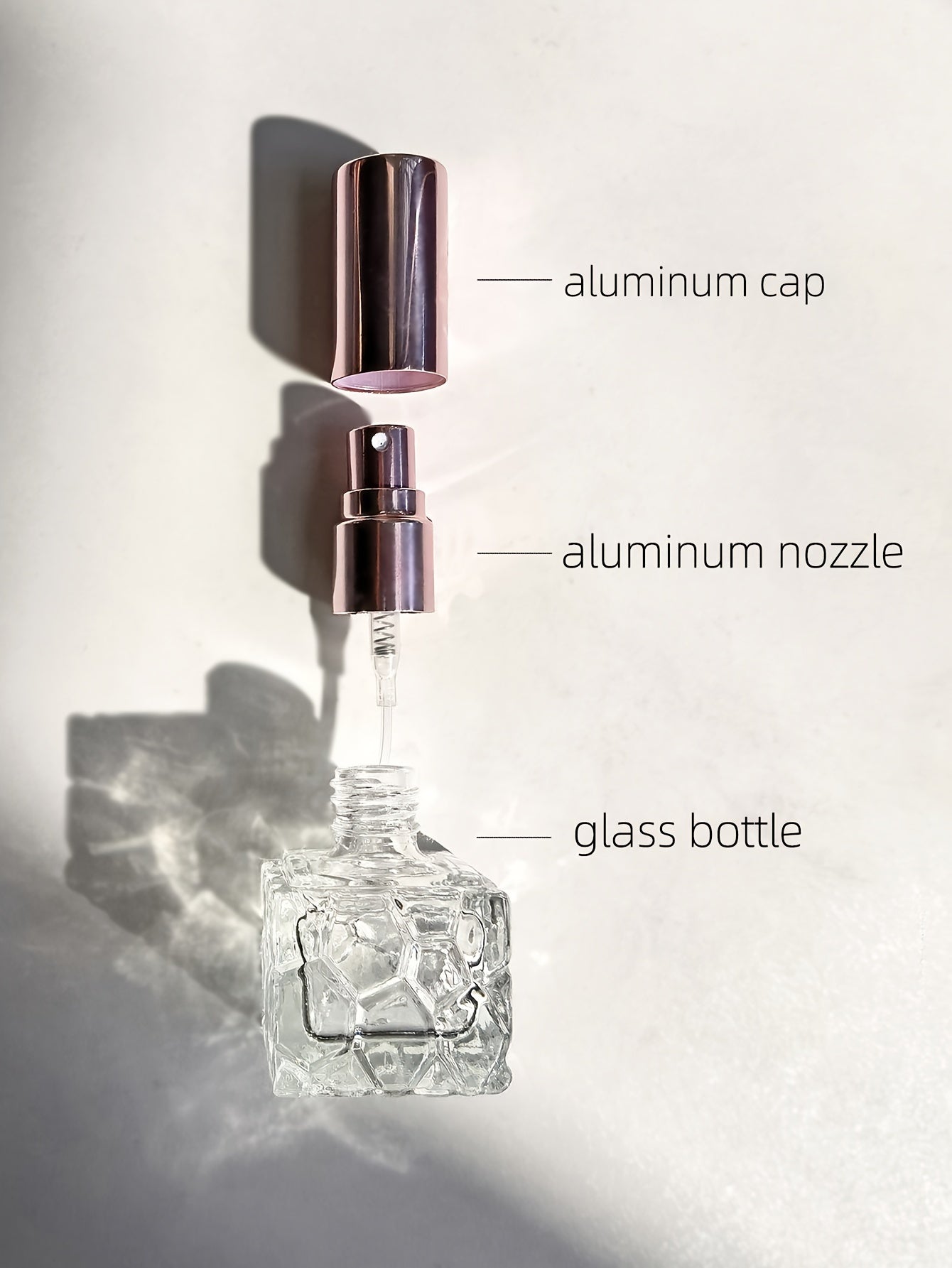 4-Pack 10ml Square Textured Glass Perfume Bottles, Portable Mini Spray Atomizer, Refillable, Travel-Friendly, with Fine Mist Sprayer, Elegant Personal Fragrance Vial, Assorted Metallic Caps