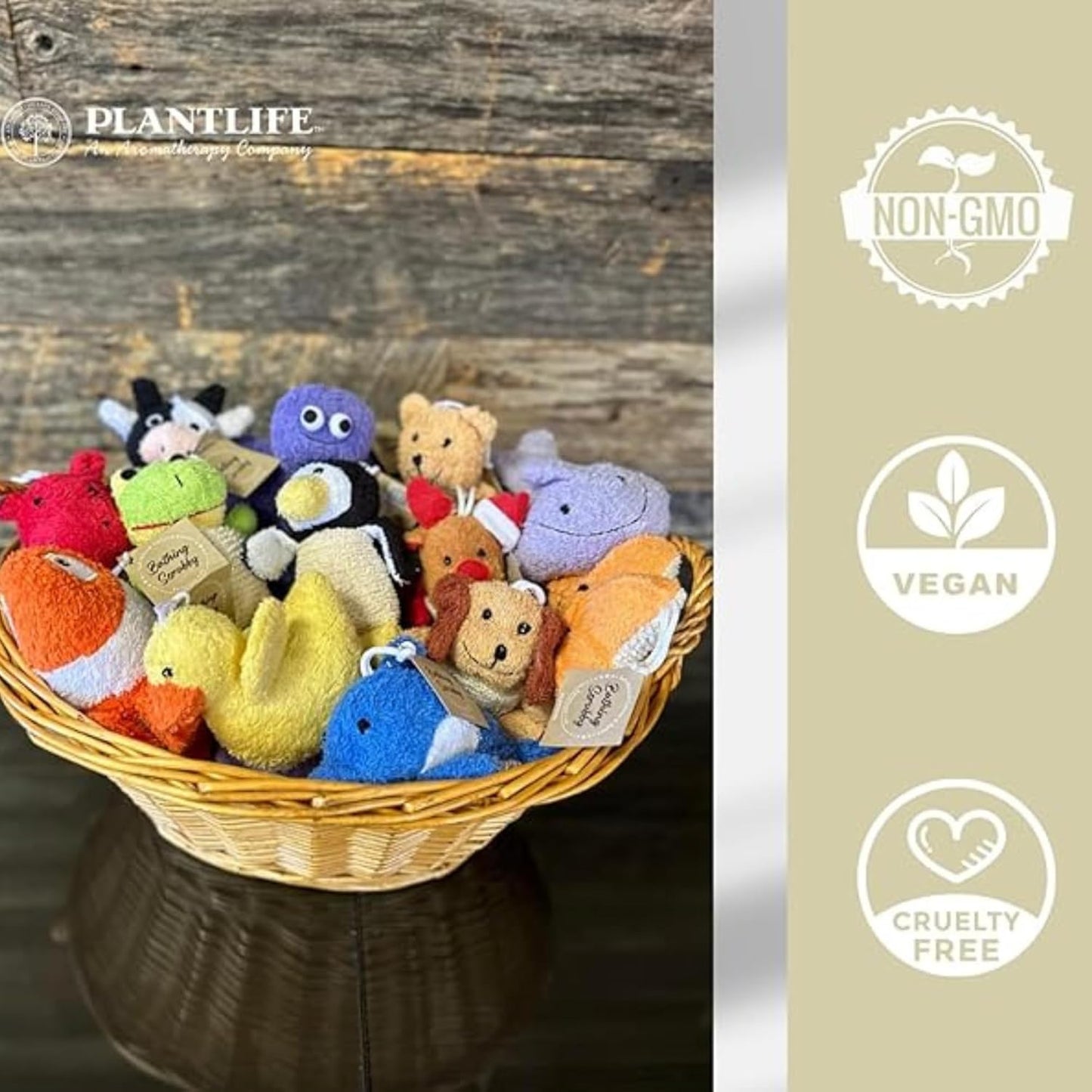 Bear Bath Scrubby with a Pumpkin Spice Soap Set - Gently Natural Ramie Scrubby with Soothing Soap for Your Skin - Kid Tested with No Removable Parts