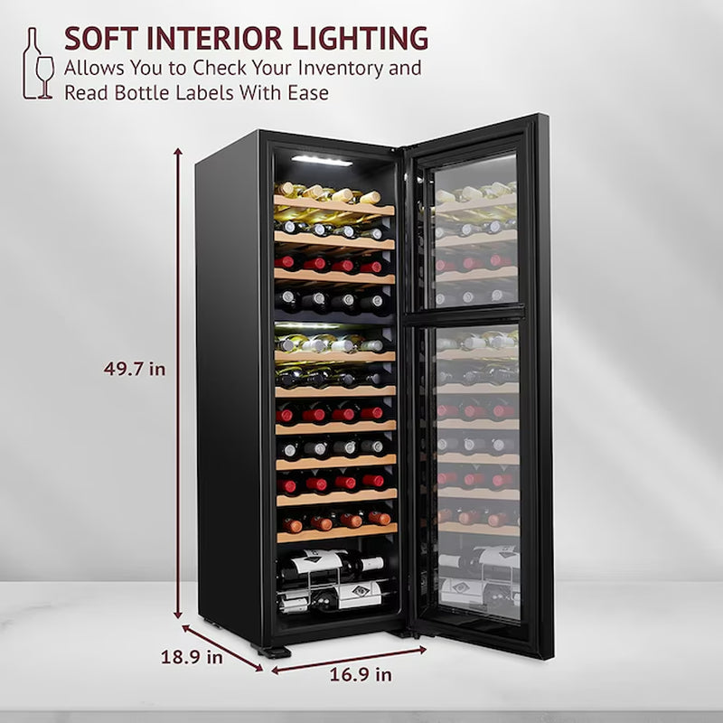 16.9-In W 44 -Bottles Black Dual Zone Cooling Freestanding Indoor Wine Cooler