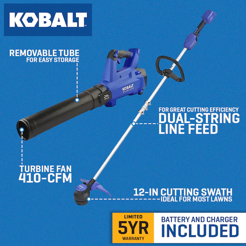 24-Volt Cordless Battery String Trimmer and Leaf Blower and 4 Ah (Battery Included) (Charger Included)