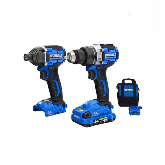 24-Volt 2-Tool Brushless Power Tool Combo Kit with Soft Case (1-Battery Included and Charger Included)