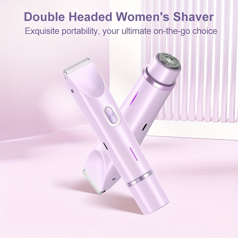 Dual-head Shaver, 2-In-1 Electric Razor For Women, Bikini Trimmer With Limit, Gentle & Clean Hair Trimmer, Women'S Shave Comb, For Face & Arms & Thighs & Body, Purple, Mother'S Day Gift