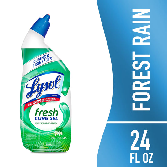 Cleaning and Disinfecting Toilet Bowl Cleaner Gel, Stain Removal, Forest Rain Scent, 24Oz