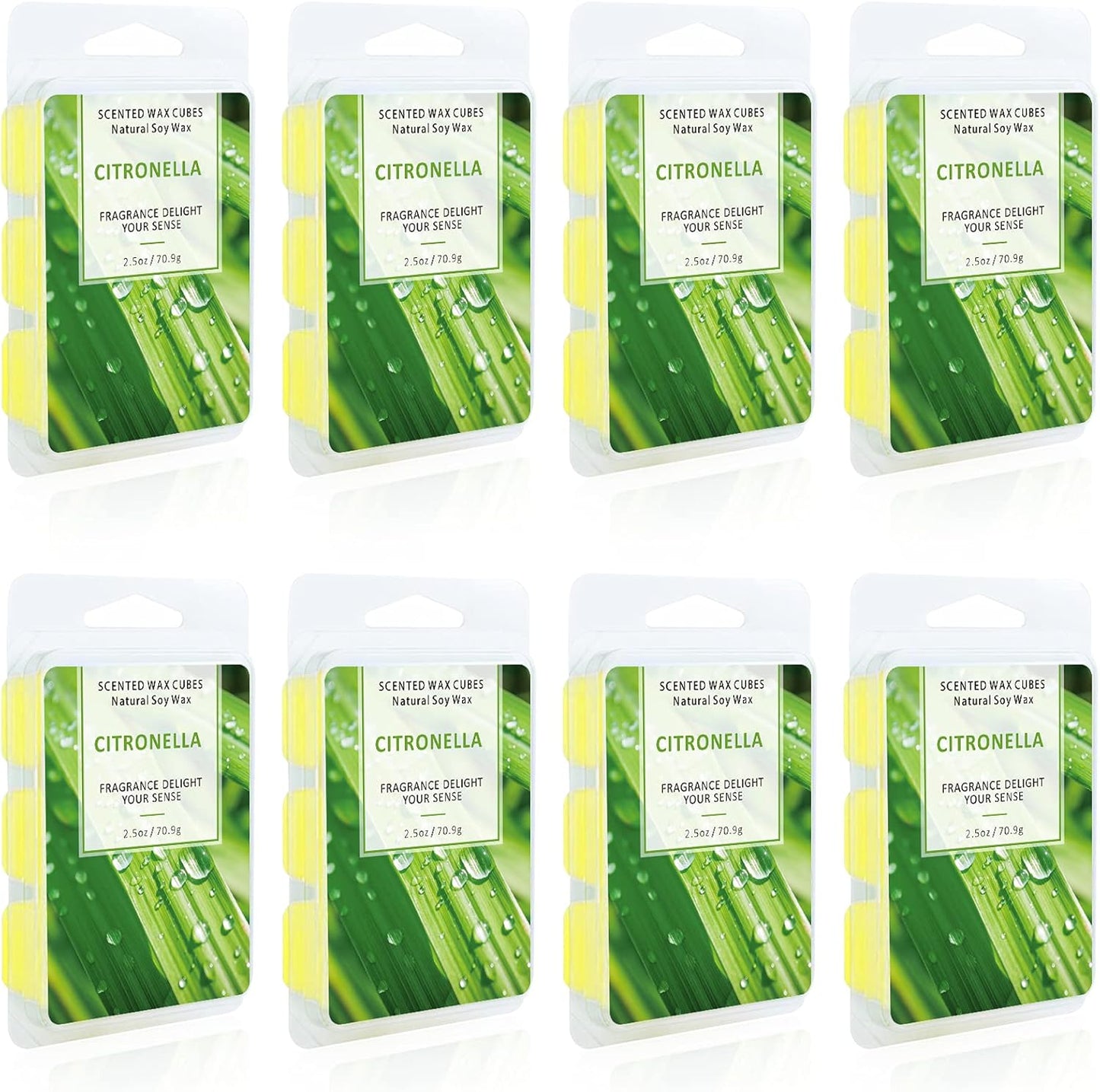 Citronella Wax Melts - Citronella Wax Melts Wax Cubes for Home Scented - Lemongrass Soy Wax Melts for Summer Outdoor/Indoor (8 Packs)