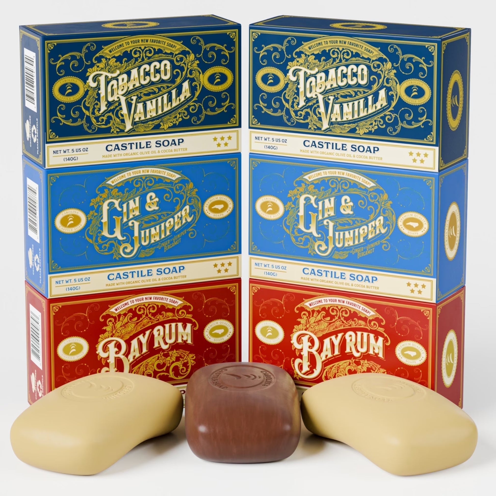 Vegan Castile Bar Soap – Variety 6 Pack of Natural Soap for Men, Women, and Kids – Gentle, Hydrating Castile Soap Bars with Organic Cocoa Butter and Olive Oil, 5 Oz. Each