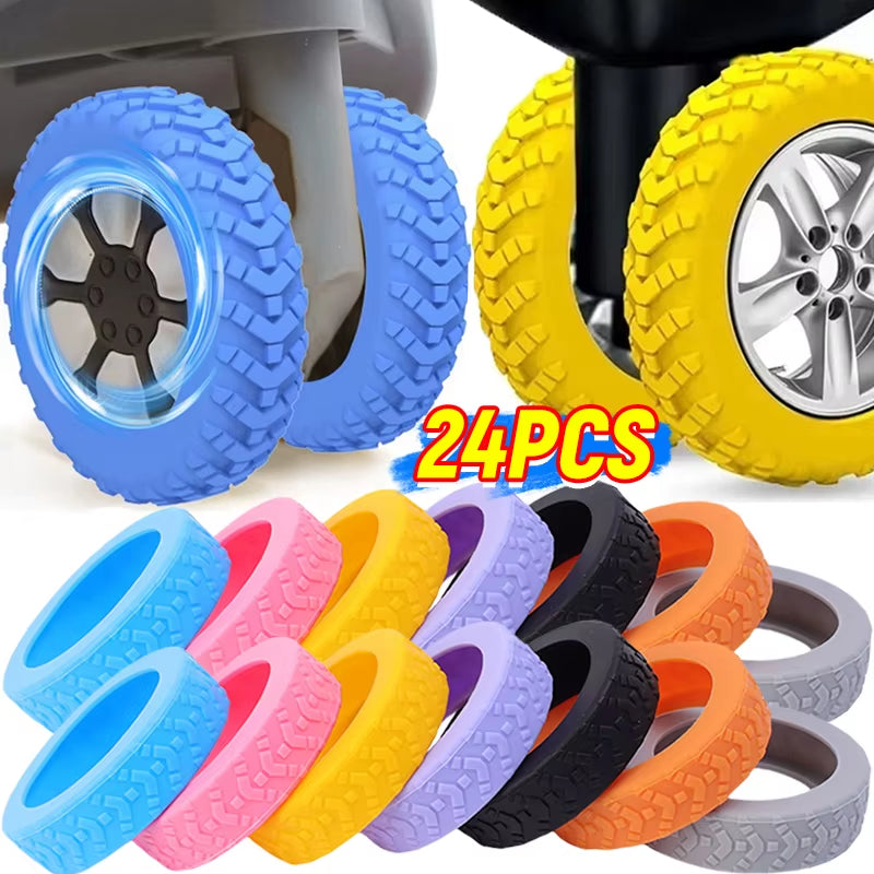 1/24Pcs Thicken Texture Silicone Wheels Protector for Luggage Reduce Noise Travel Luggage Wheels Cover Luggage Accessories