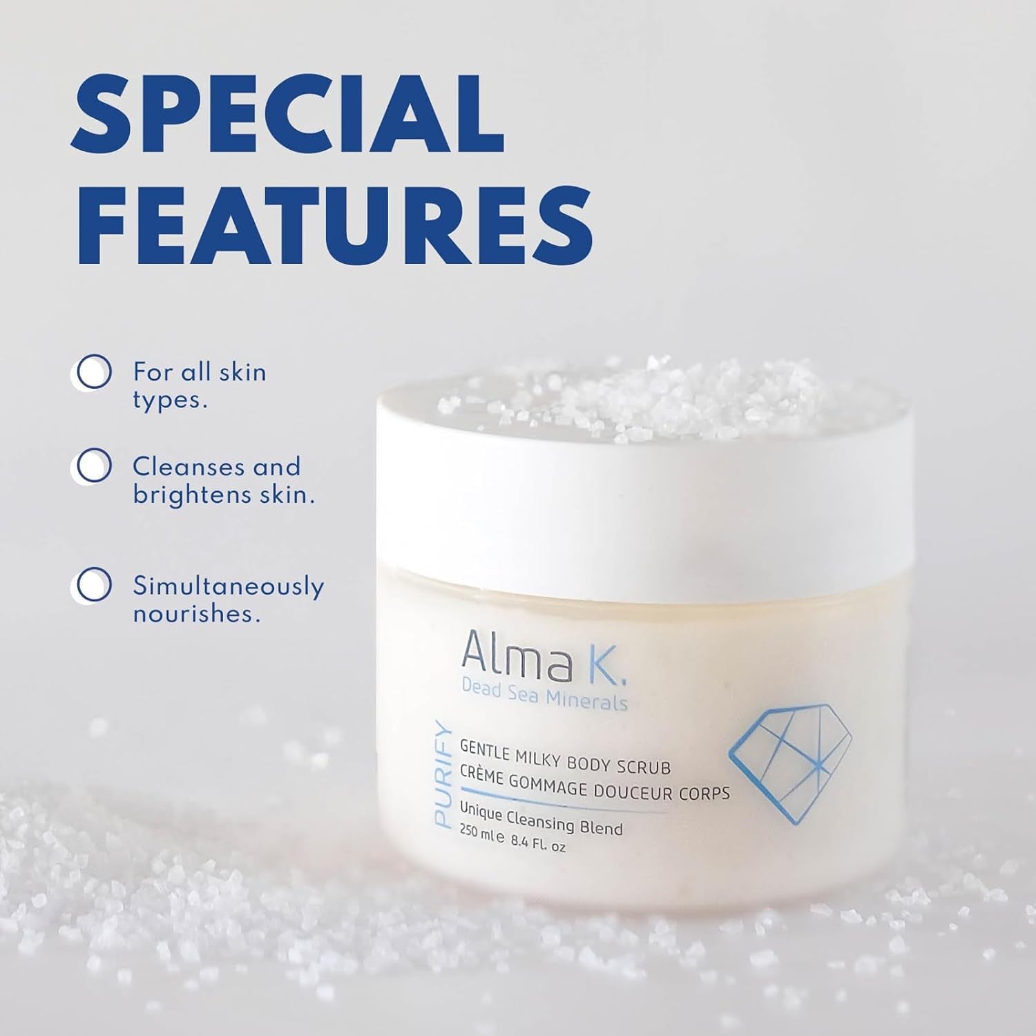 Gentle Milky Body Scrub - Exfoliating Body Scrub - Body Exfoliator - Shower Scrub with Shea Butter - Exfoliating Scrub for Women - 8.4 Oz