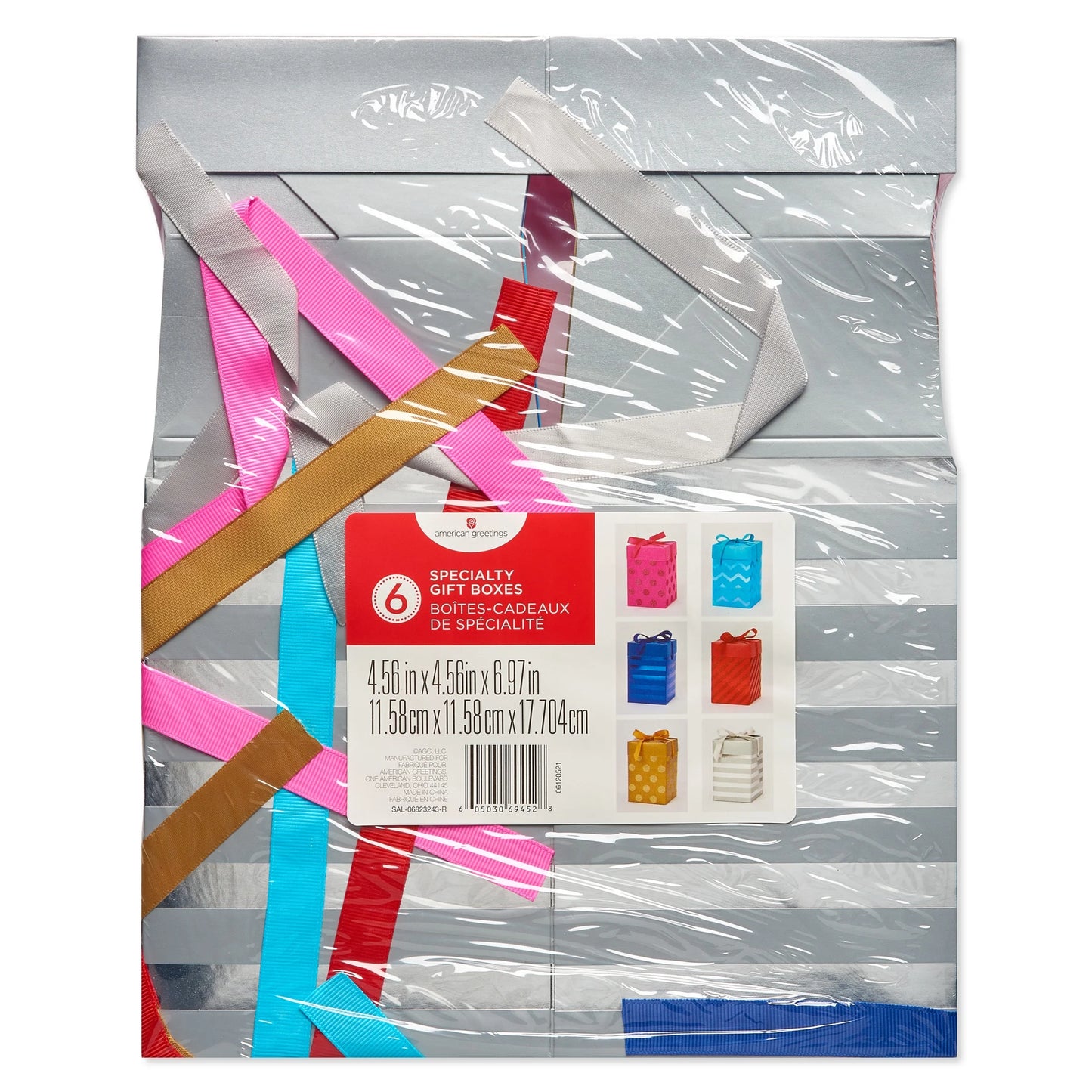 Gift Boxes Push Down, Multicolored with Designs (6 Boxes)