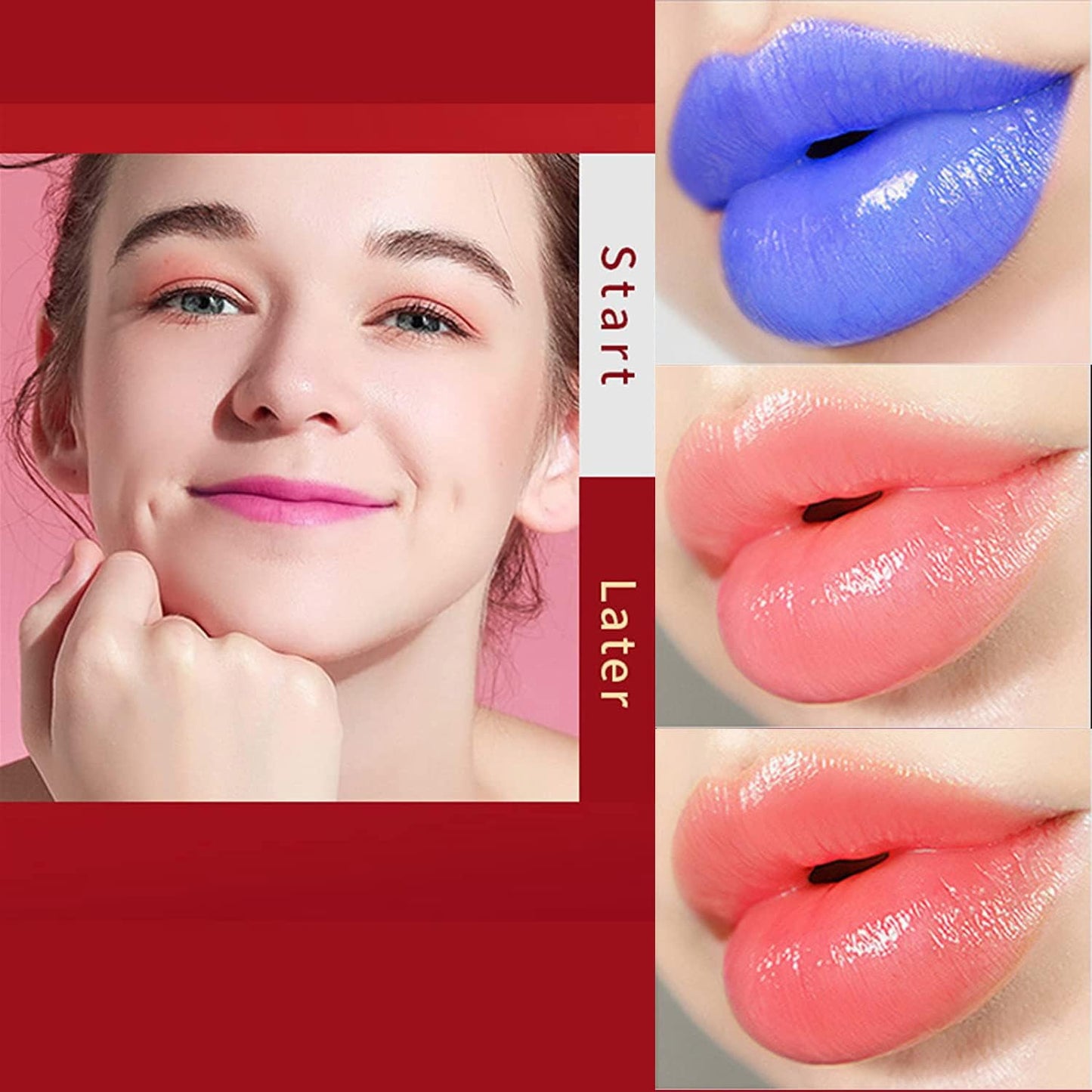 Blue Enchantress Color Changing Lipstick Magical Discoloration Blue-Rose Temperature Changing Lipstick Blue Rose Lipstick Temperature Color Changing Long Lasting Moisturizing Lipstick (Set of 2)
