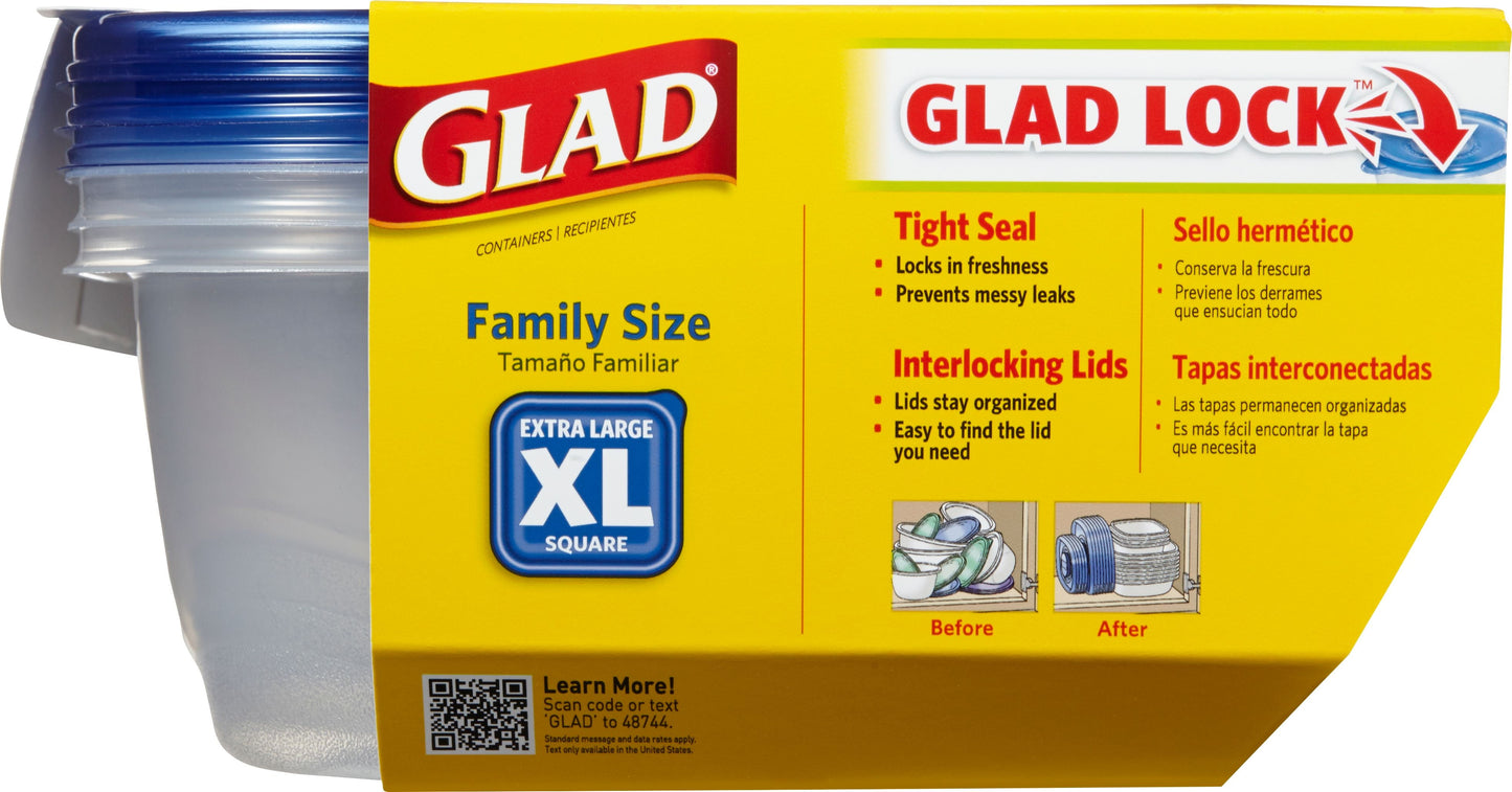 Food Storage Containers - Family Sized Container - 104 Oz - 3 Ct
