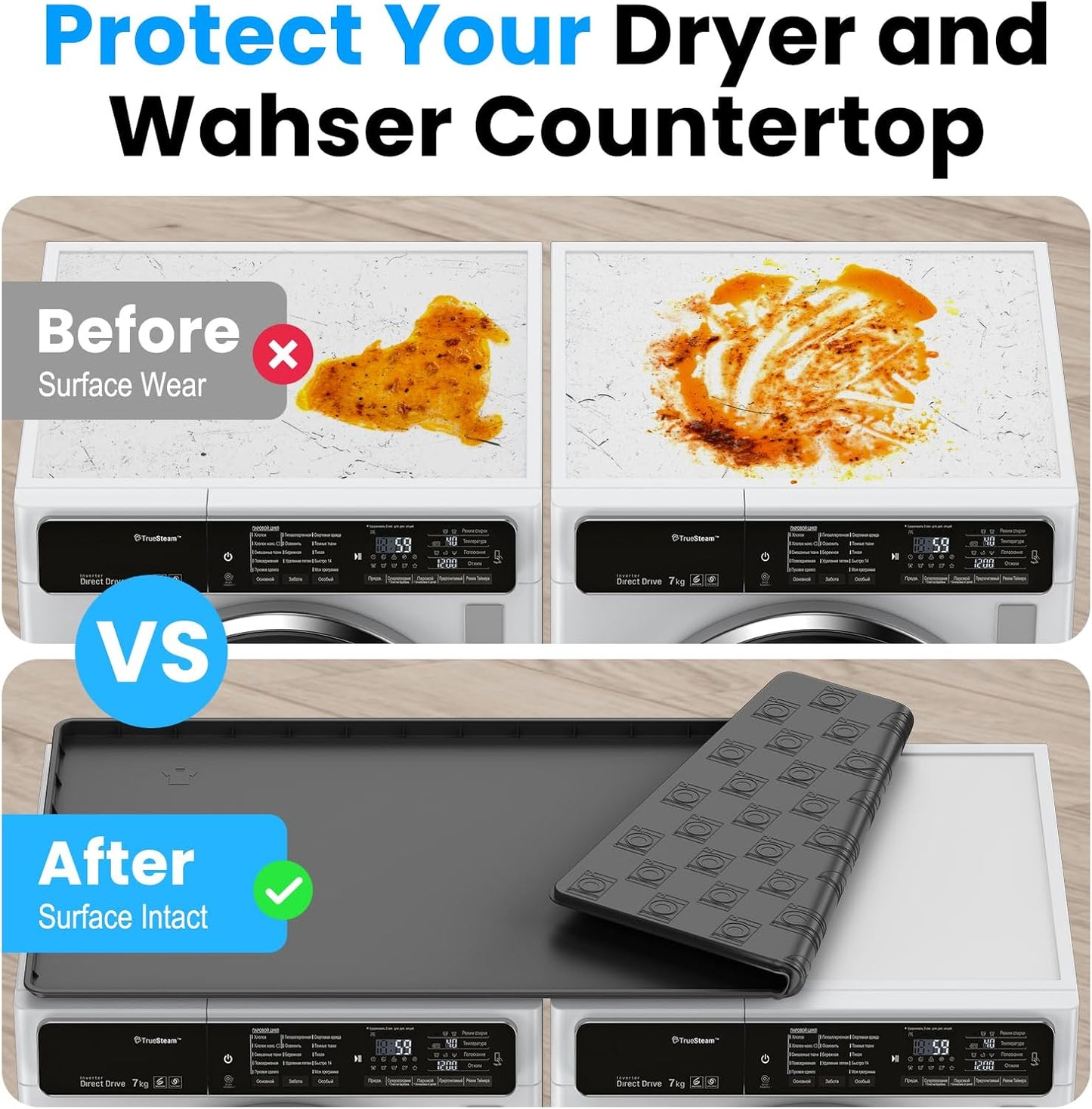Washer Dryer Countertop - Large 54"×26.8" Washer and Dryer Covers,Non-Sli