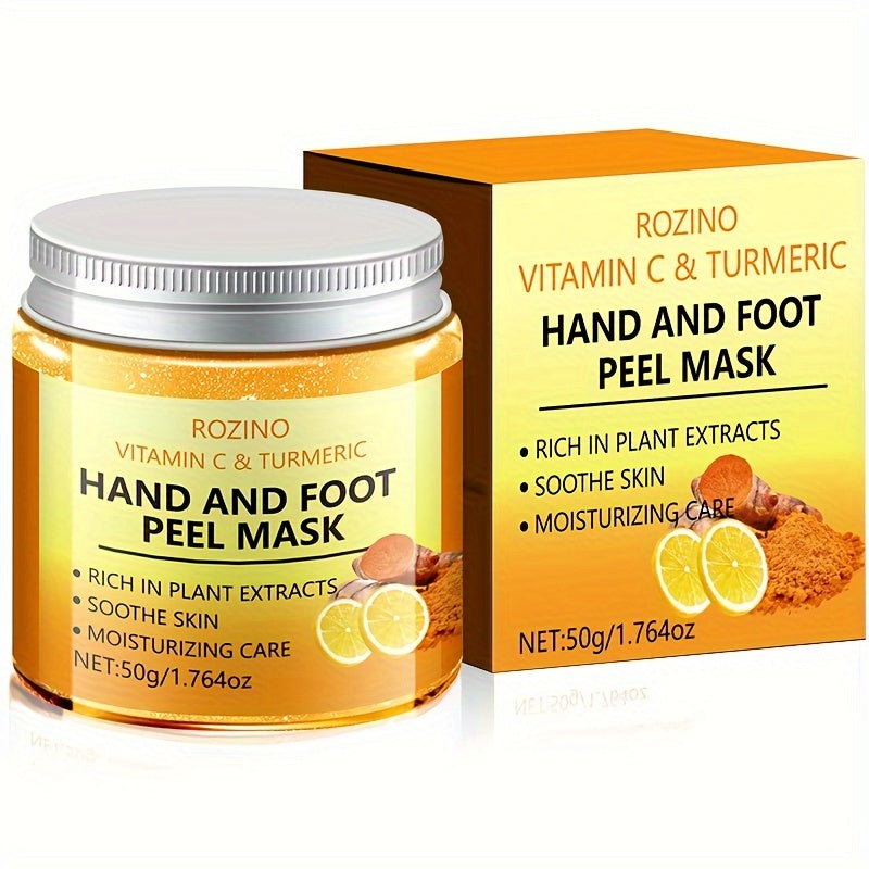Vitamin C Turmeric Hand Mask, 50g - Moisturizing and Hydrating, Alcohol-Free, Fragrance-Free, with Hyaluronic Acid for Smooth, Soft Skin