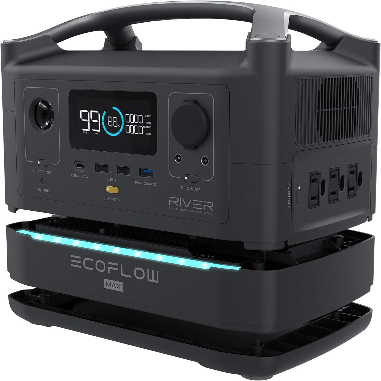 RIVER 2 Max Solar Generator 512Wh Long-Life Lifepo4 Portable Power Station& 180W Solar Panel for Home Backup Power, Camping & Rvs 100% Charged in 60M with 3000+ Cycles & up to 1000W Output