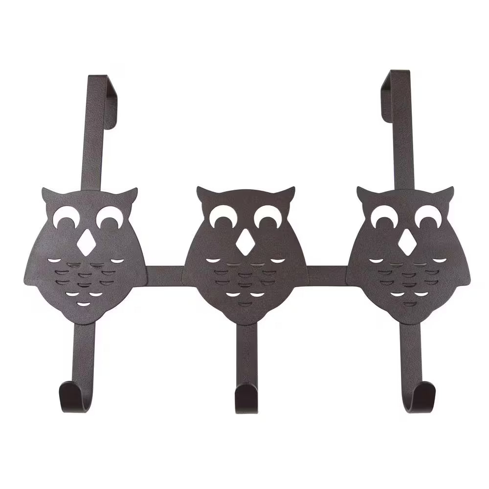 Over the Door Counter Drawer Owl Organizer Hooks - 3 Hooks Bronze