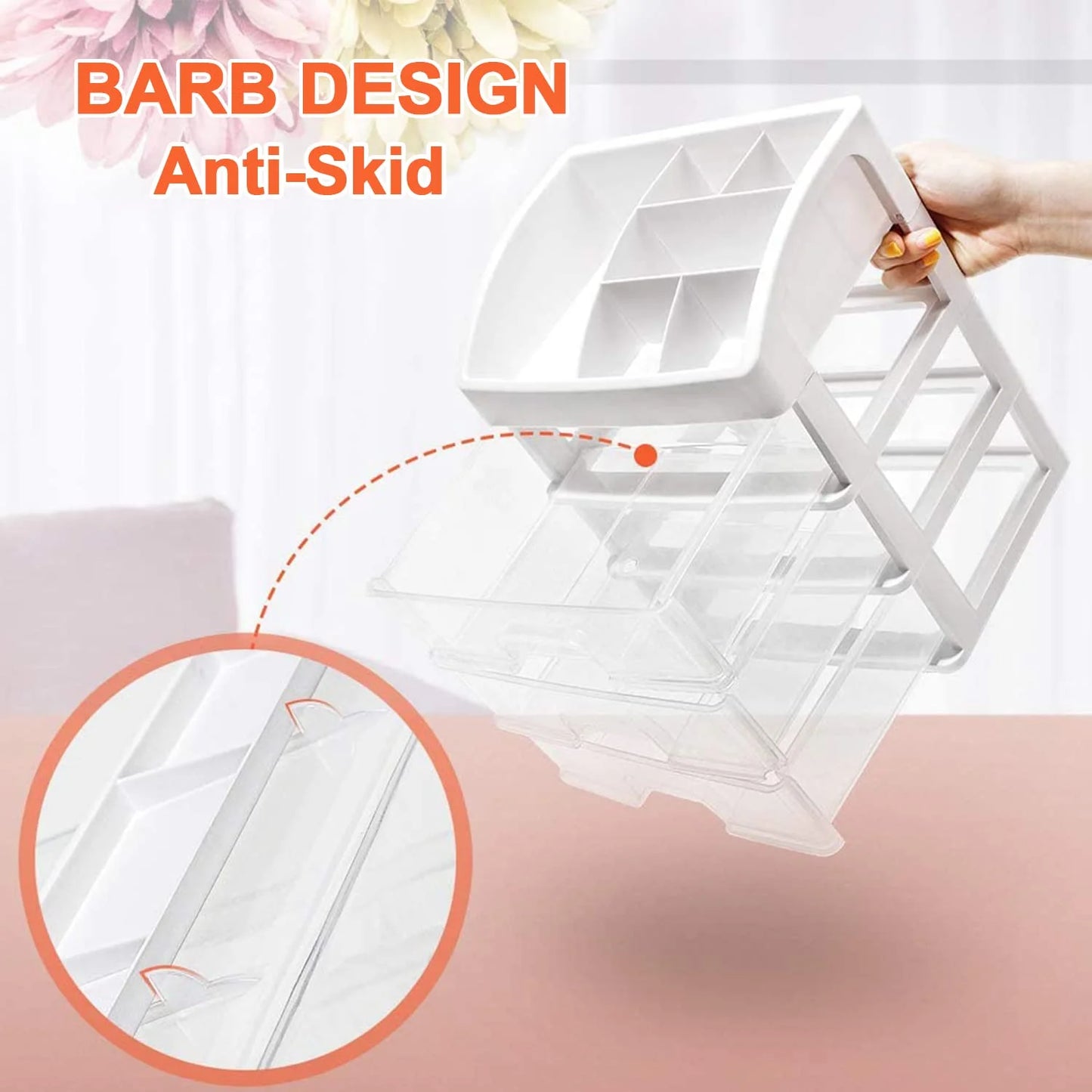 Cosmetic Organizer with 3 Drawers Skincare Organizer Suitable for Dressing Tablebathroom Counter and Dressing Table(White)