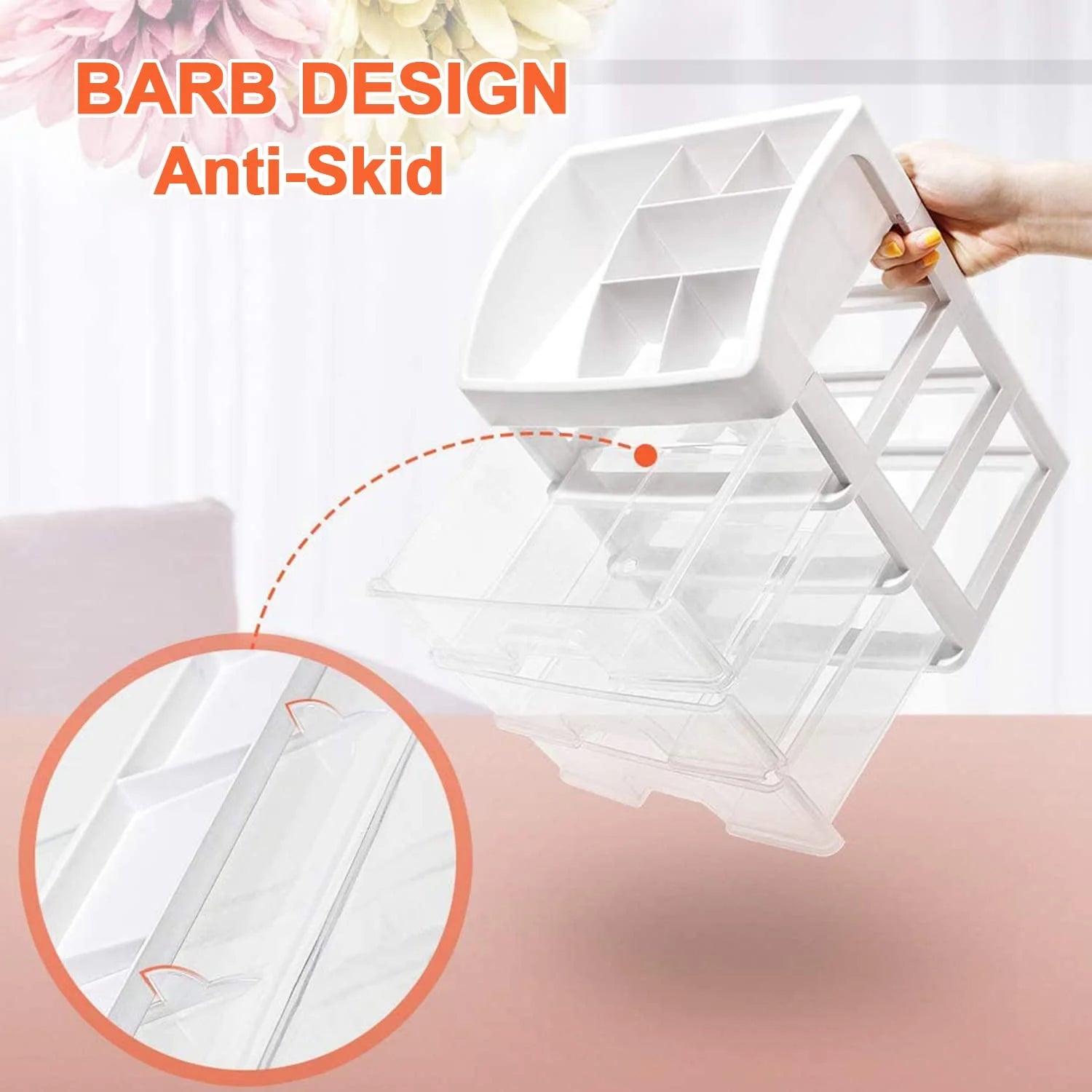 Cosmetic Organizer with 3 Drawers Skincare Organizer Suitable for Dressing Tablebathroom Counter and Dressing Table(White)