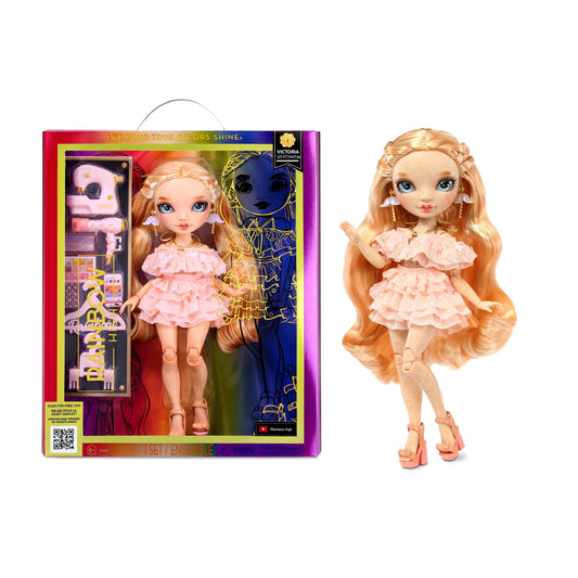 Victoria - Light Pink Fashion Doll, Freckles from Head to Toe. Fashionable Outfit & 10+ Colorful Play Accessories. Kids Gift 4-12 Years and Collectors