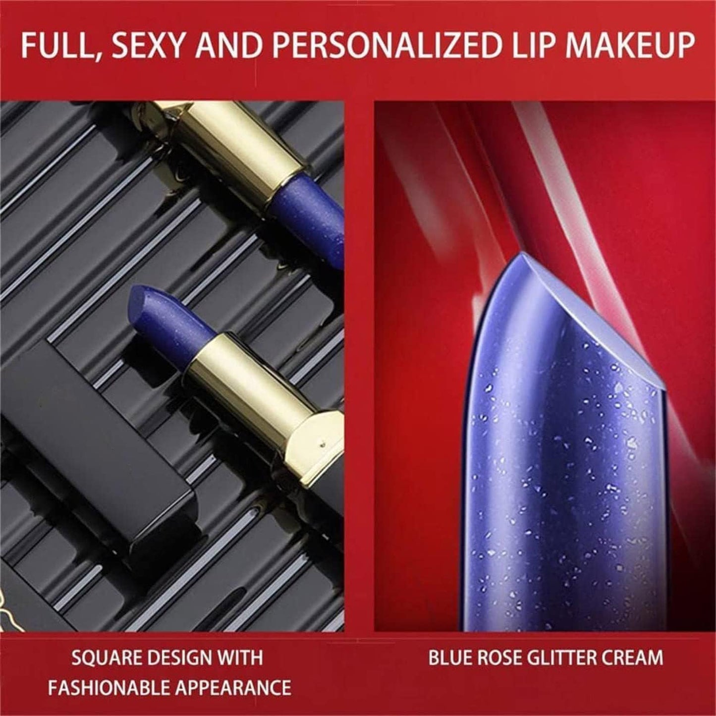 Blue Enchantress Color Changing Lipstick Magical Discoloration Blue-Rose Temperature Changing Lipstick Blue Rose Lipstick Temperature Color Changing Long Lasting Moisturizing Lipstick (Set of 2)
